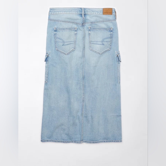 AE Dreamy Drape High-Waisted Cargo Denim Midi Skirt - Picture 2 of 4